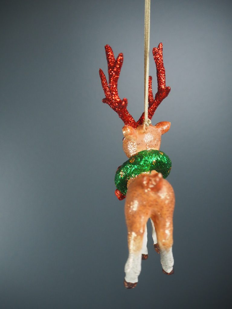 Rudolph w wreath l.brown glits/red horn - Image 2