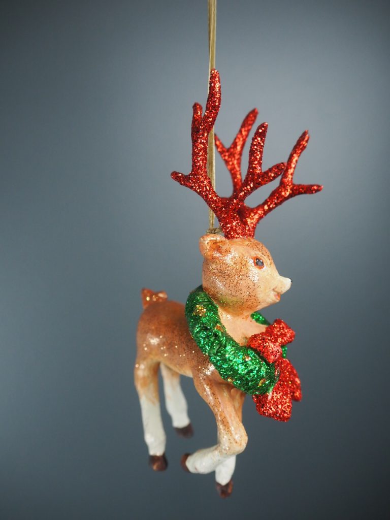 Rudolph w wreath l.brown glits/red horn - Image 3