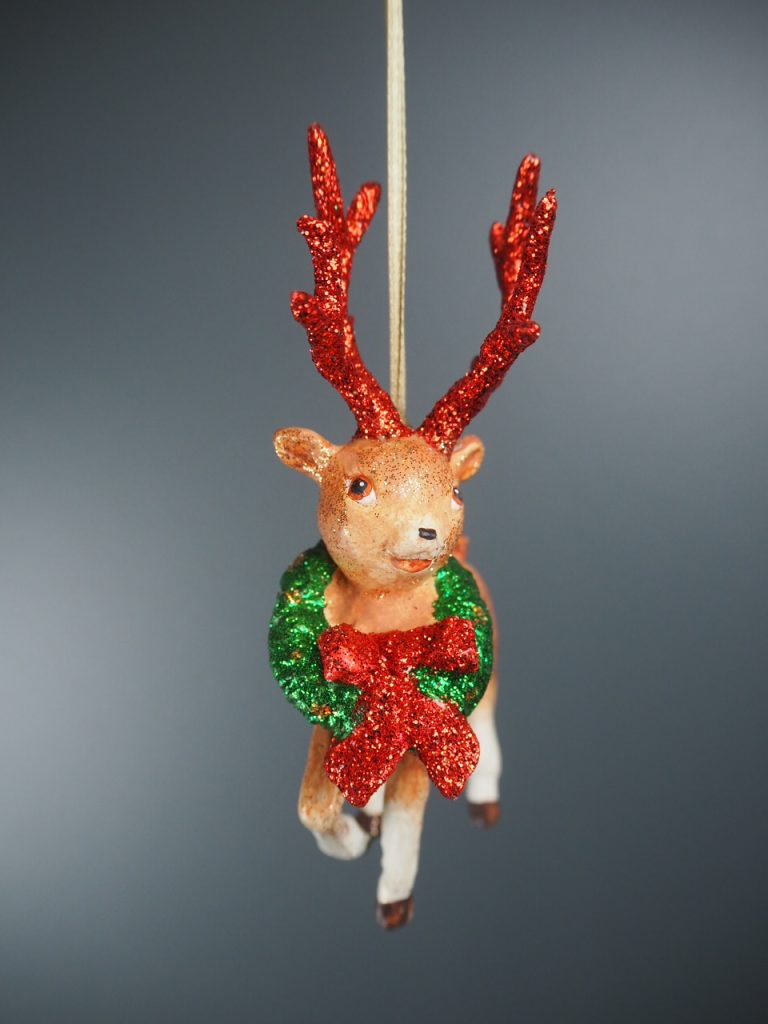 Rudolph w wreath l.brown glits/red horn - Image 7