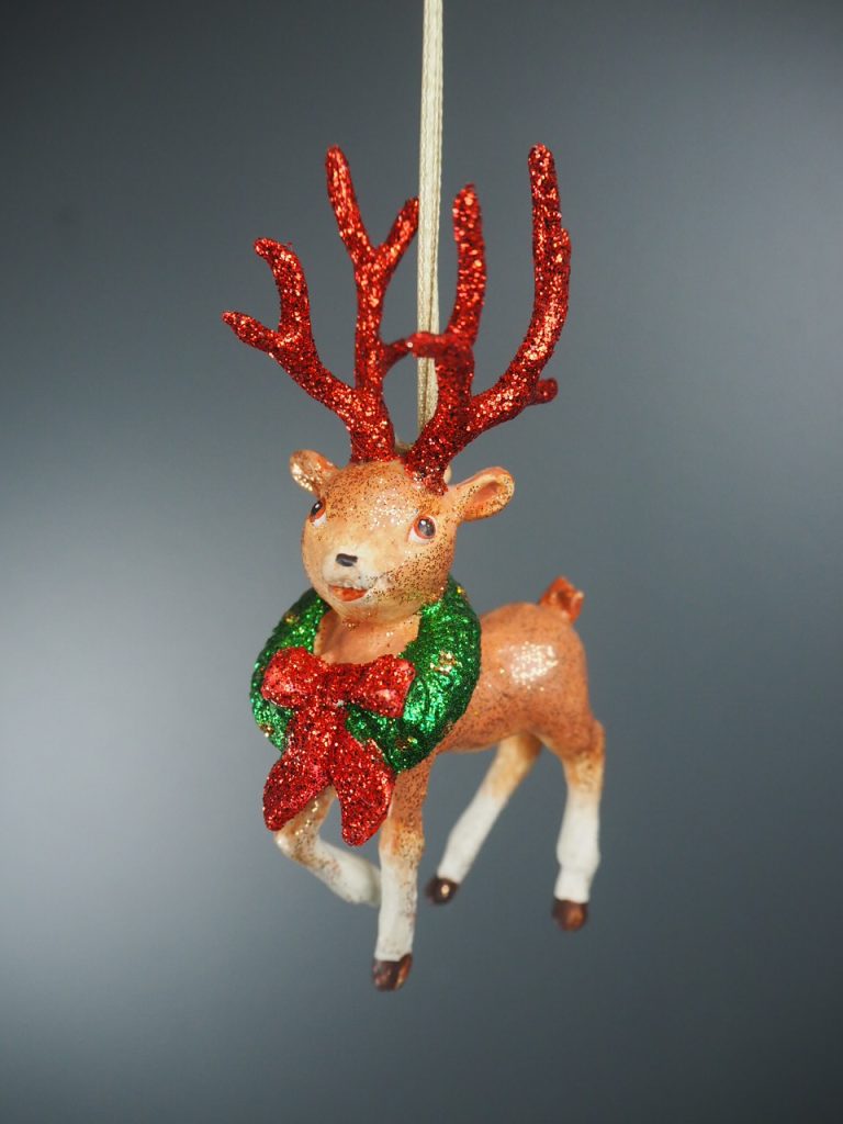 Rudolph w wreath l.brown glits/red horn - Image 10