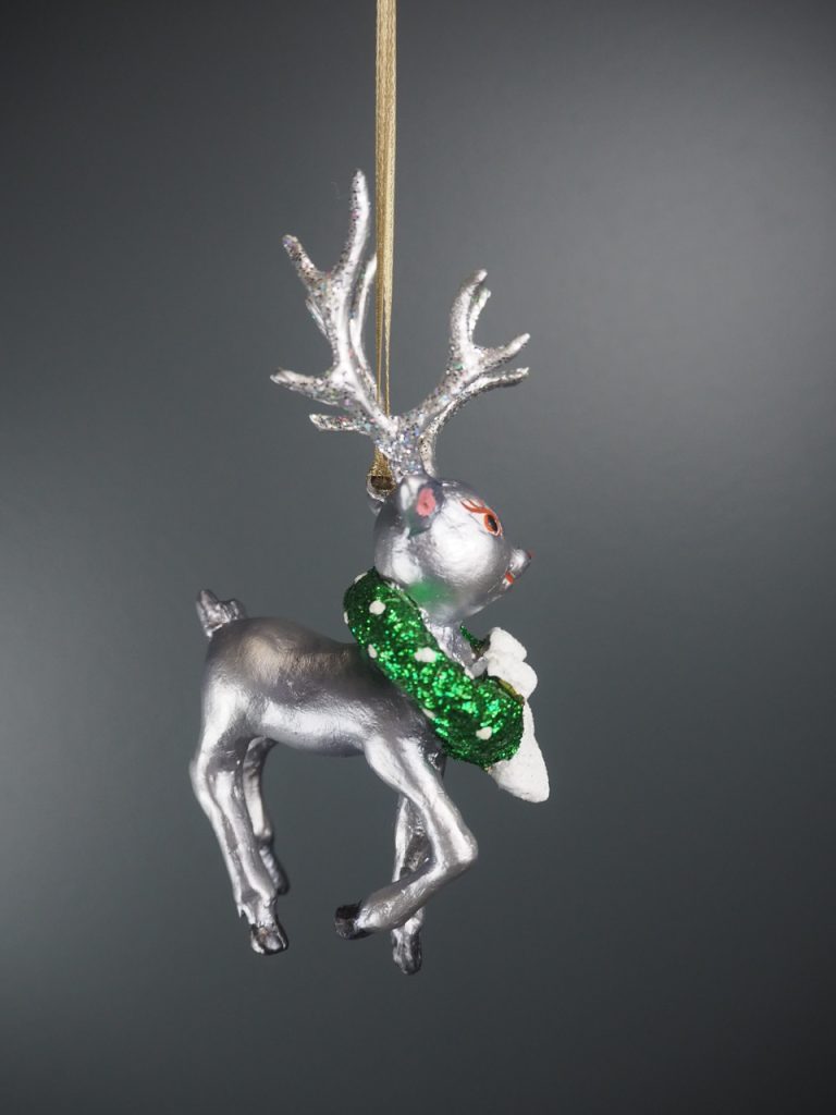 Rudolph w wreath silver whi bow orn. - Image 3