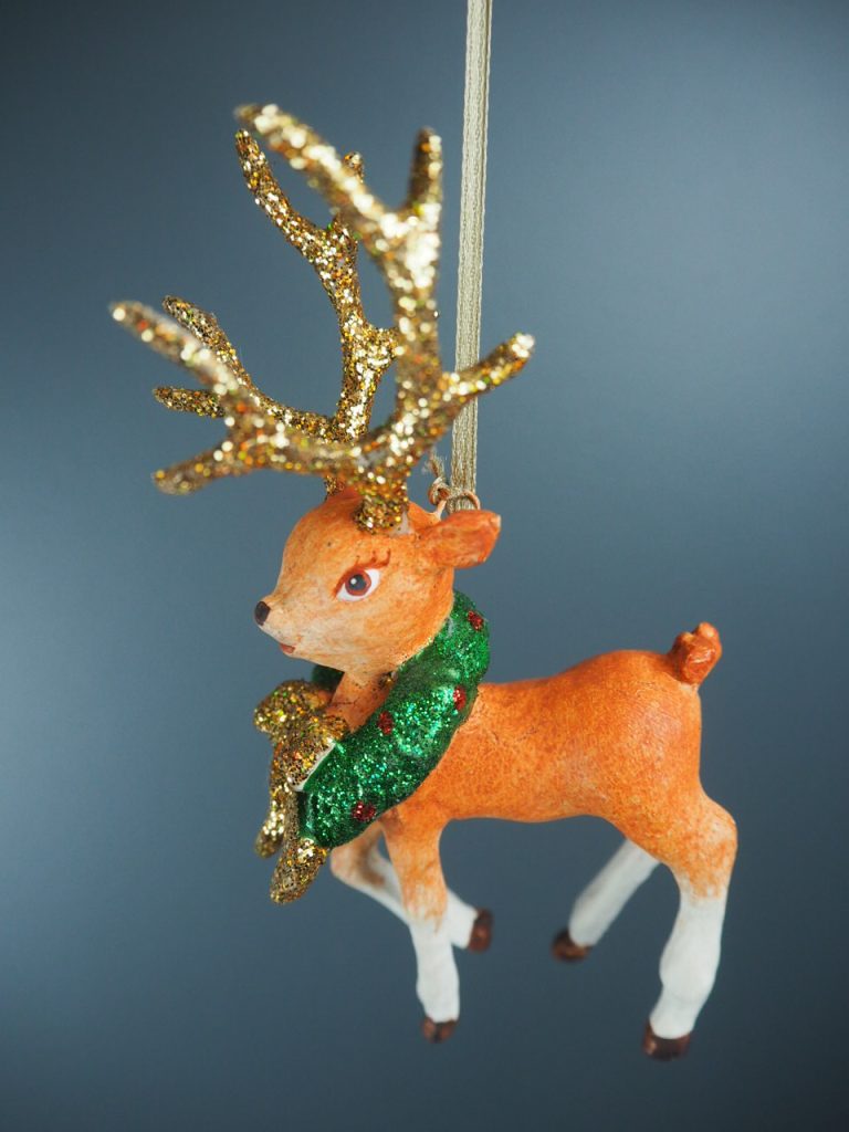 Rudolph w wreath brown /gold horn glit - Image 4