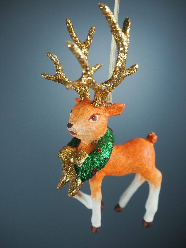 Rudolph w wreath brown /gold horn glit - Image 5