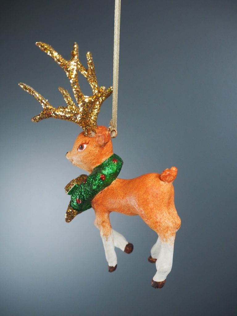 Rudolph w wreath brown /gold horn glit - Image 6