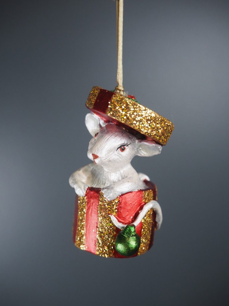 Mice pearl giftbox s.red gold glits orn. - Image 2