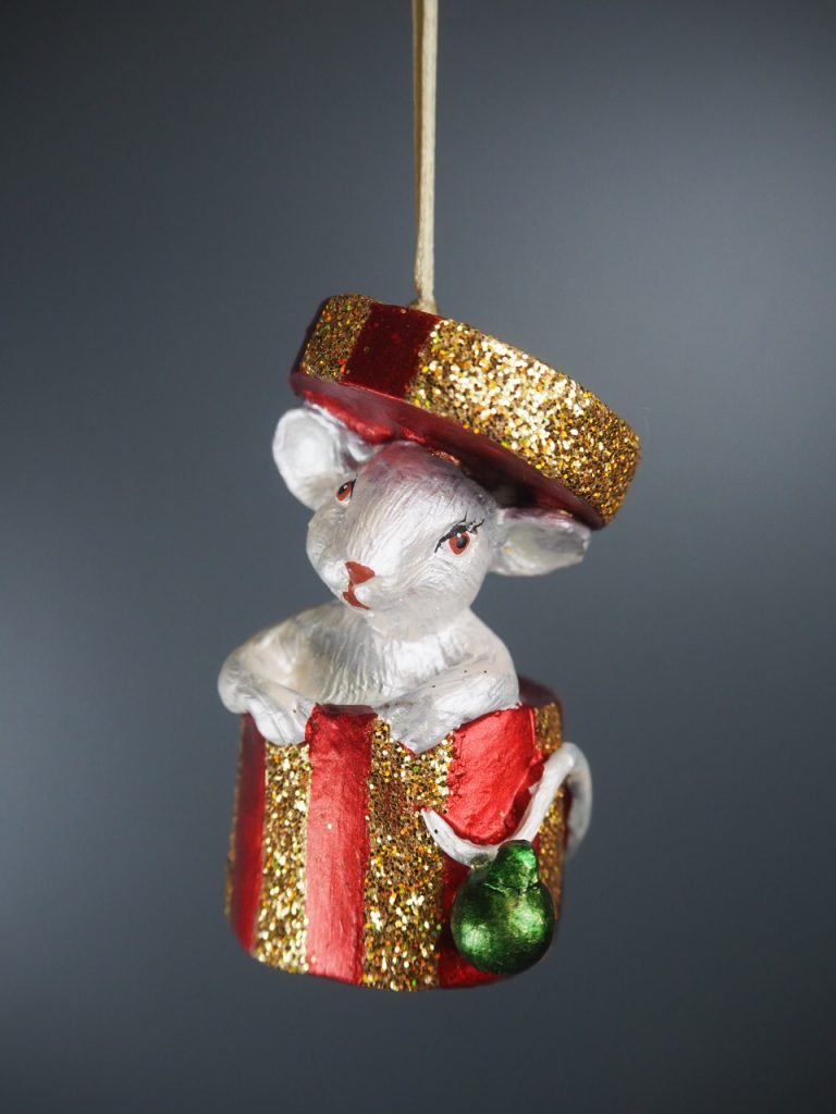 Mice pearl giftbox s.red gold glits orn. - Image 3
