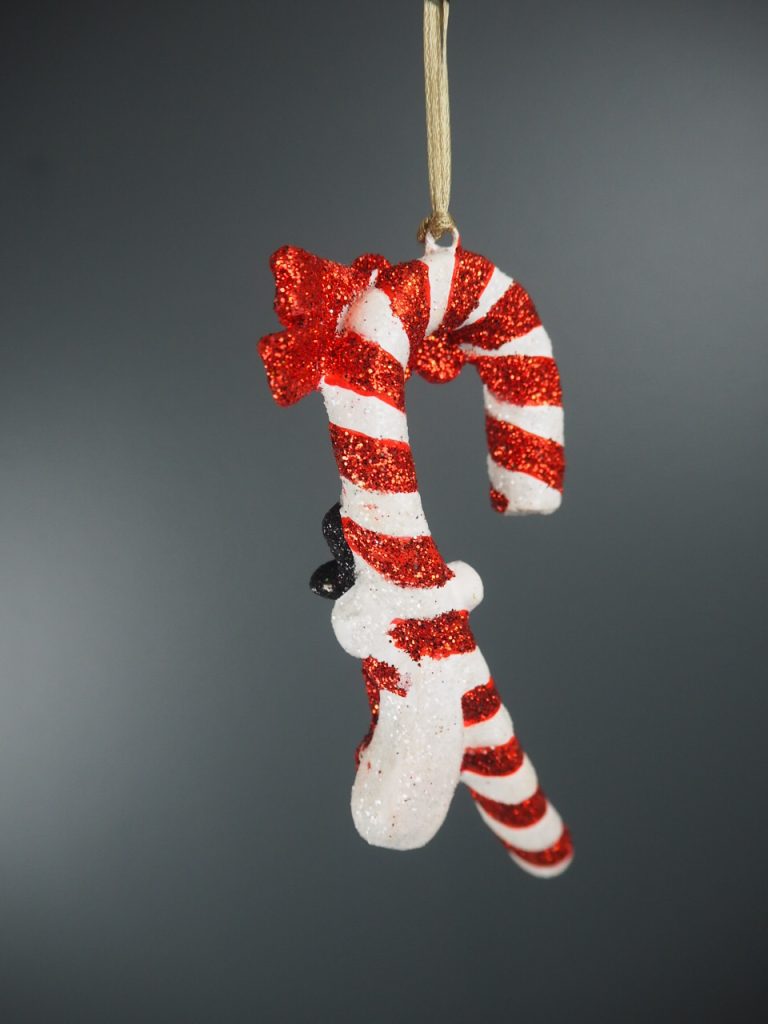 Snowman candy cane red/white glit - Image 2