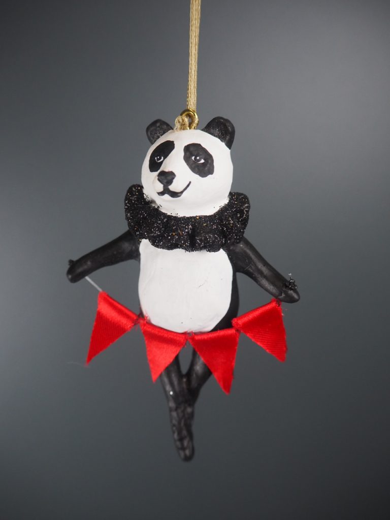 Panda showman w red flag orn - Image 2