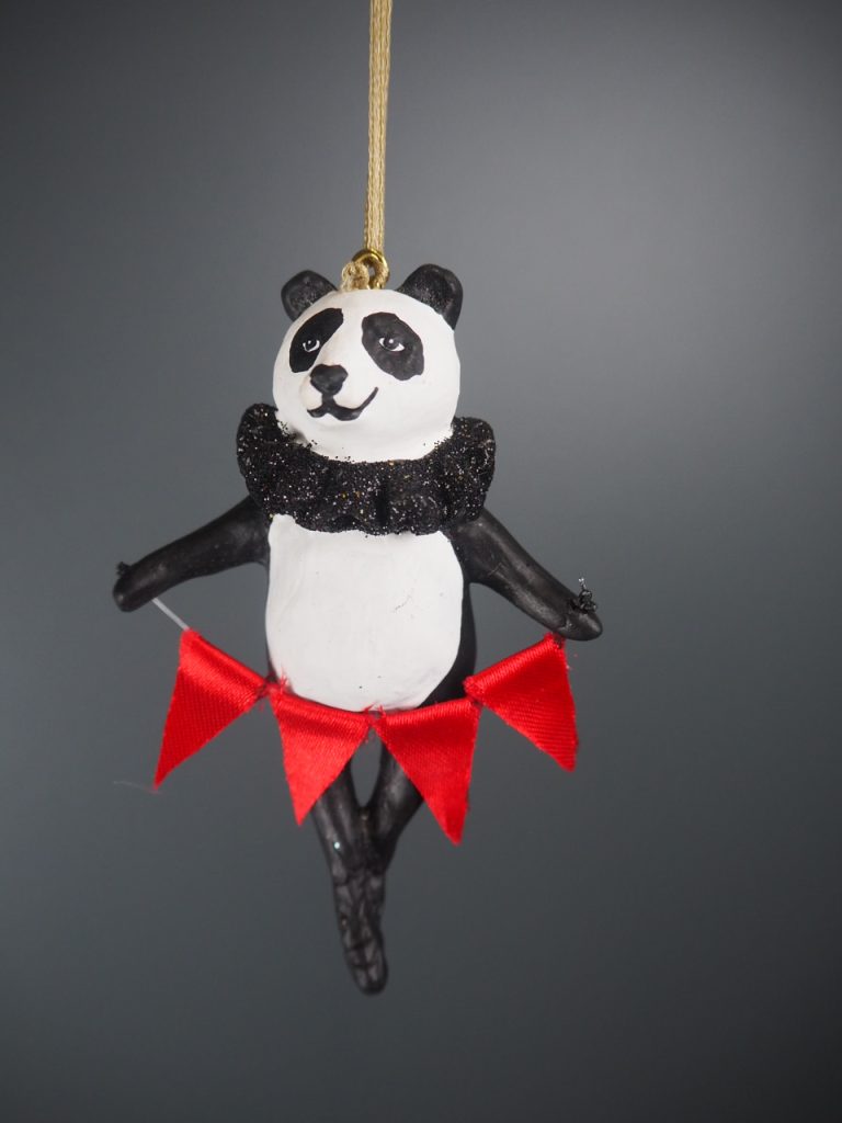 Panda showman w red flag orn - Image 3