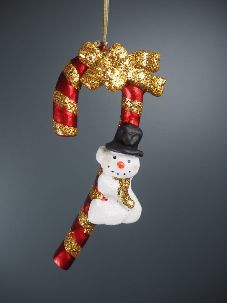 Snowman candy cane red glits