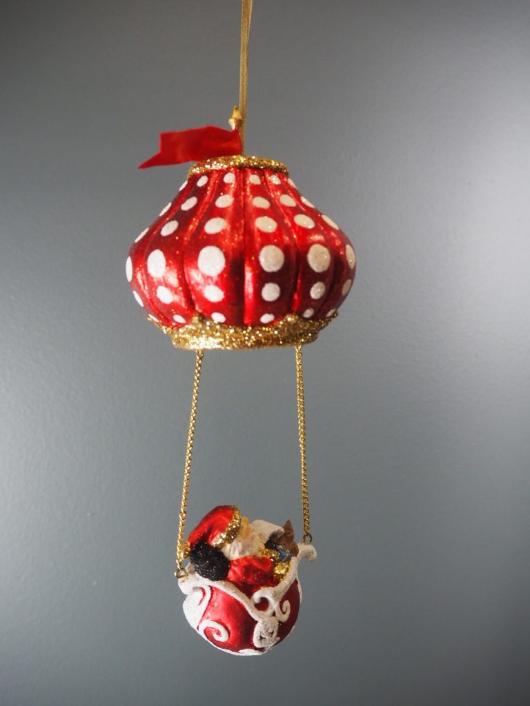 Santa air ball. satin red w/ flag & polka w