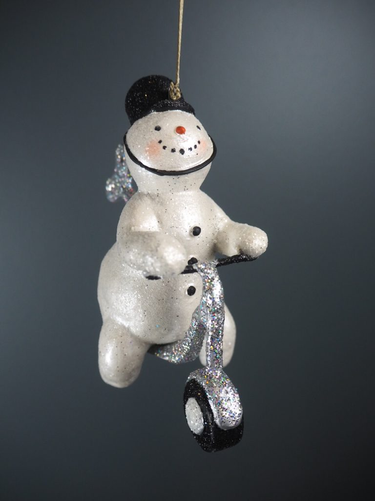 Police snowman whi glits wh scooter orn