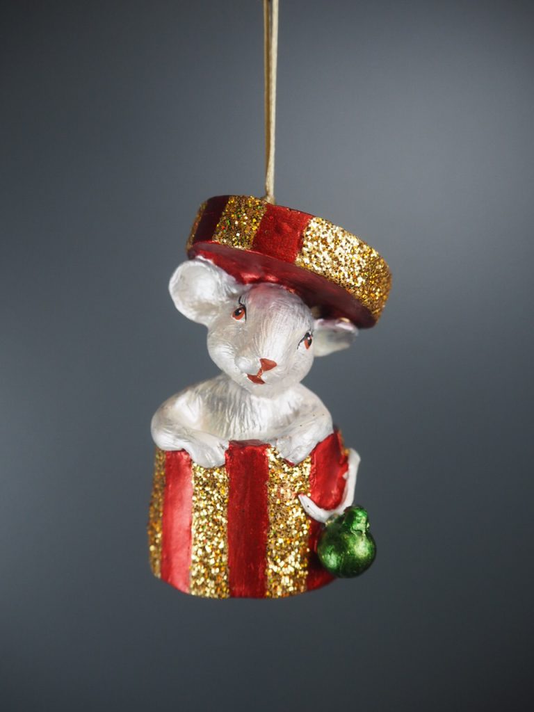 Mice pearl giftbox s.red gold glits orn.
