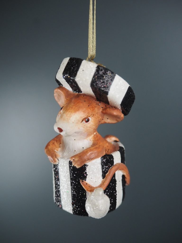 Mice realis on giftbox wh/bl glits stripes