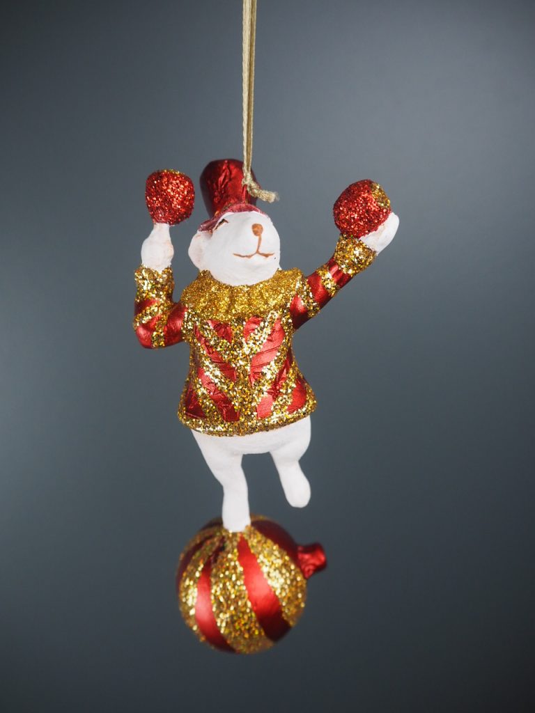 Circus mouse on ball s.red /latex wh.0r