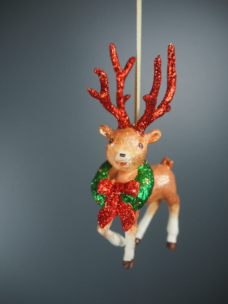 Rudolph w wreath l.brown glits/red horn