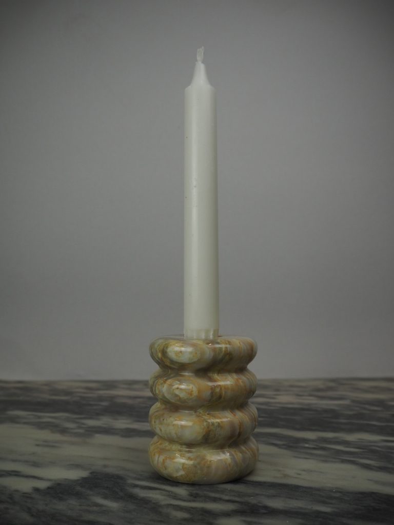 Marble Candle Holder Ribbed - Image 2