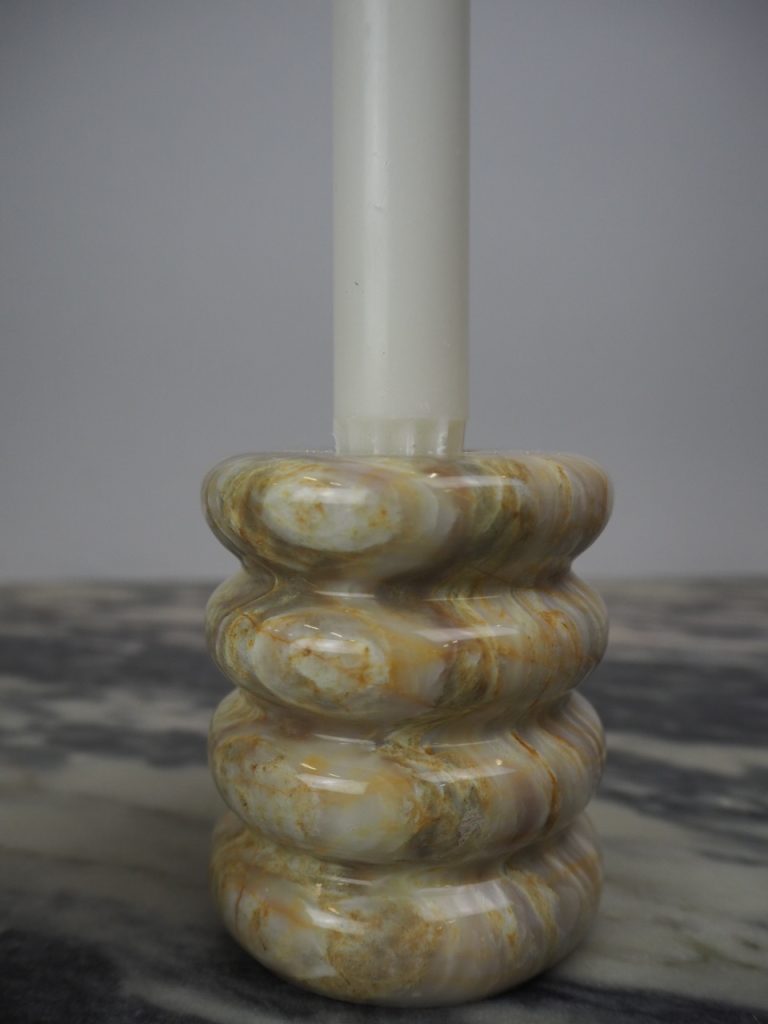 Marble Candle Holder Ribbed - Image 3