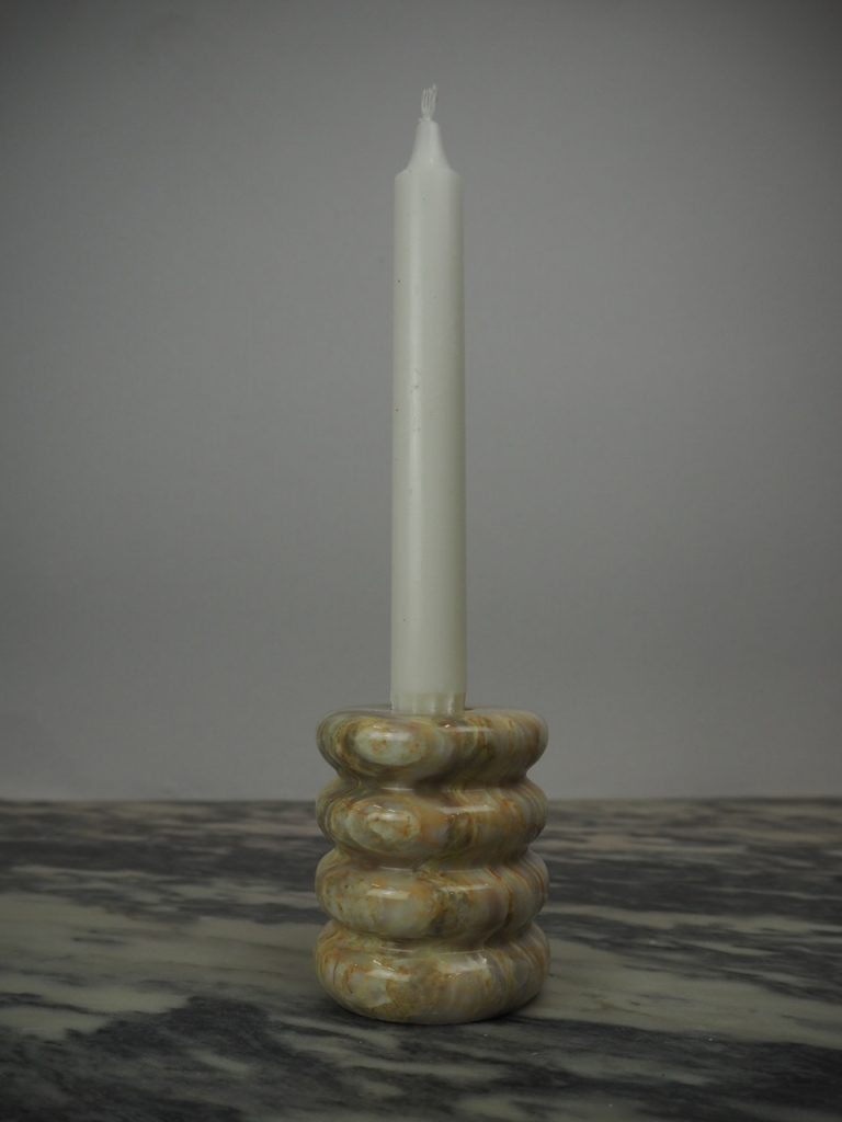 Marble Candle Holder Ribbed