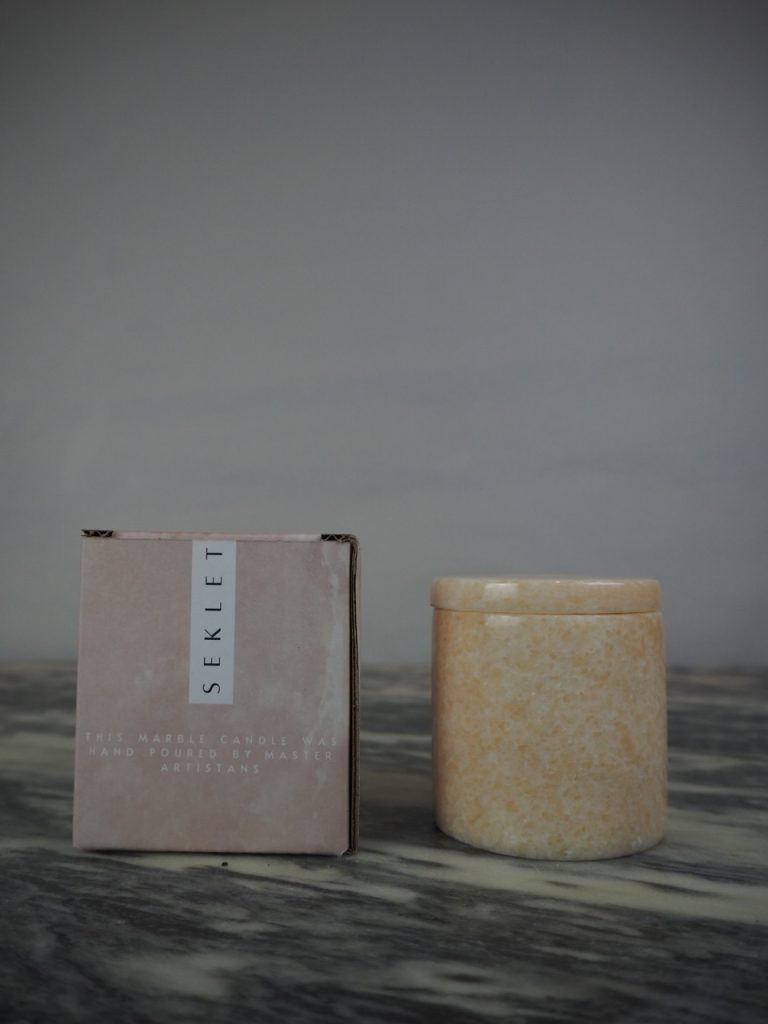 Marble candle Seklet beige