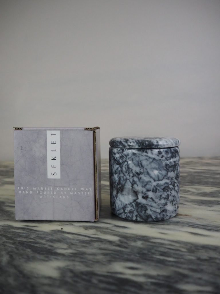 Marble candle Seklet grey