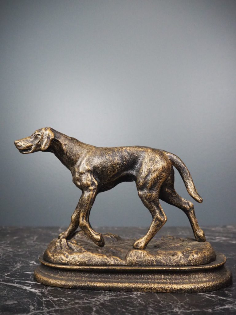 Dog with Long Tail on Iron Base
