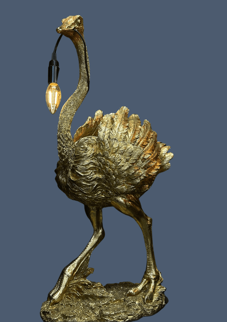 Ostrich lamp gold