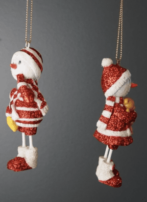 Snowman hold little bear/star hanging décor 2ass