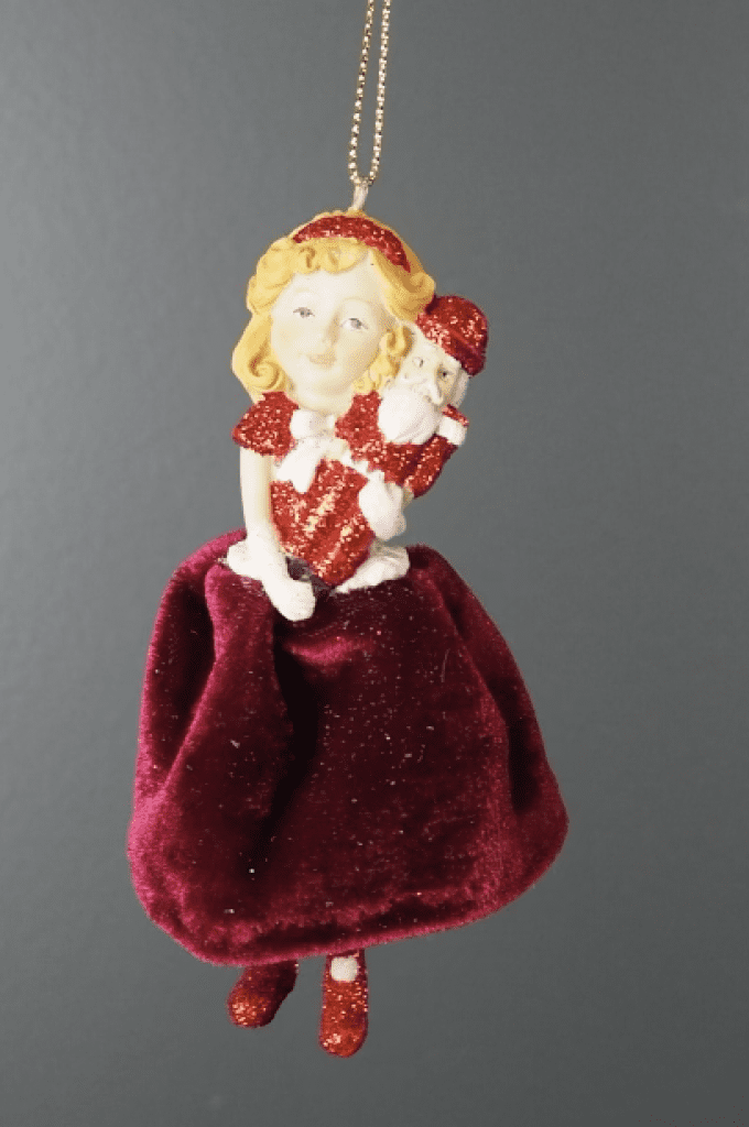 Girl holding nutcracker hanging décor