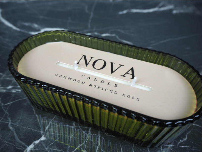 NOVA ribbed glass candle