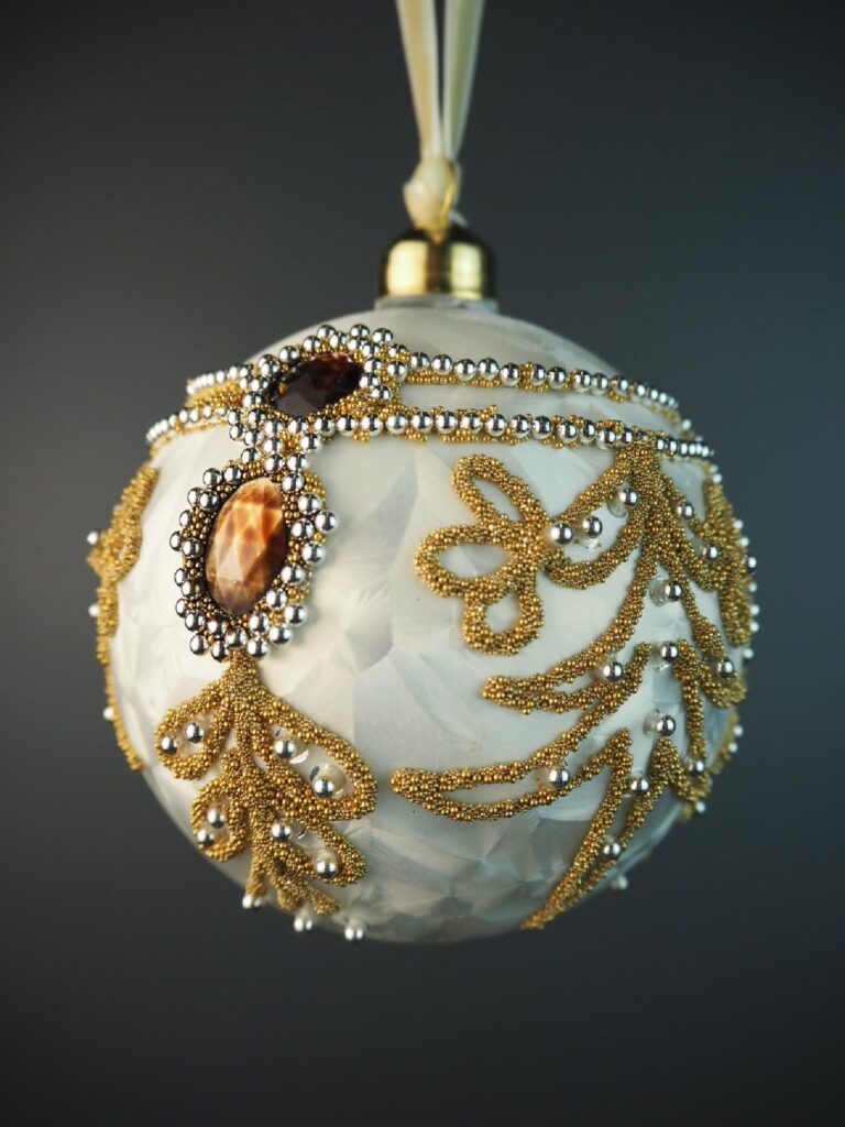 Glass ball 10 cm white - Image 3