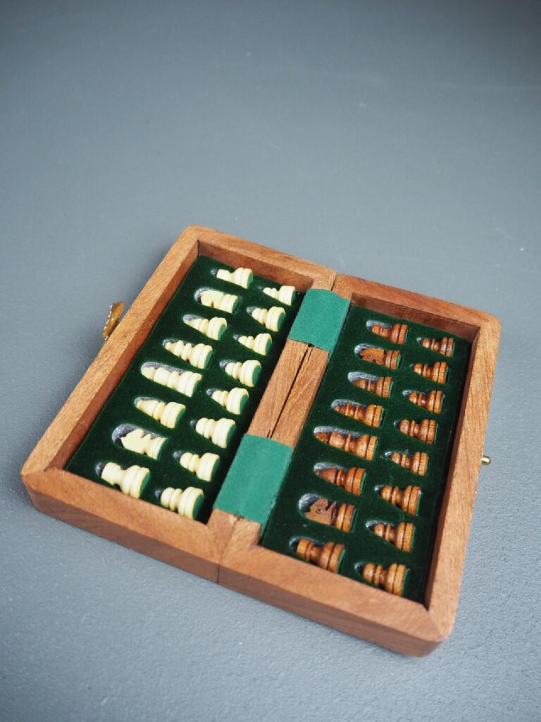 5" Acacia wood Magnetic Chess Folding W/Foam Tray - Image 4