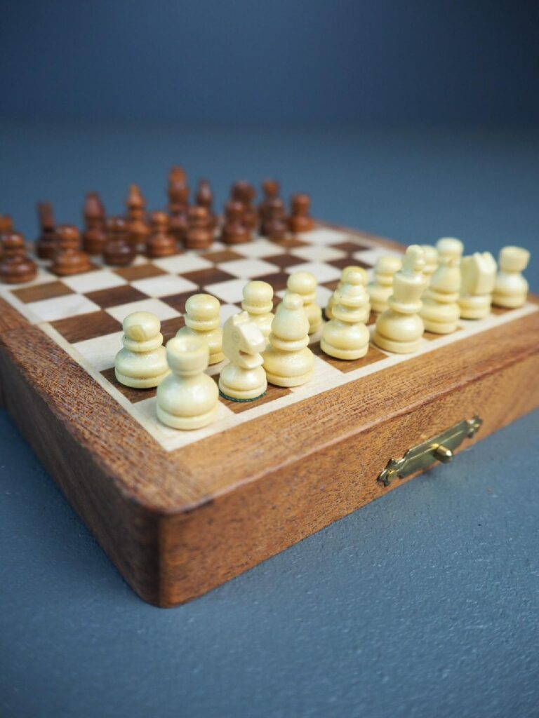 5" Acacia wood Magnetic Chess Folding W/Foam Tray - Image 2