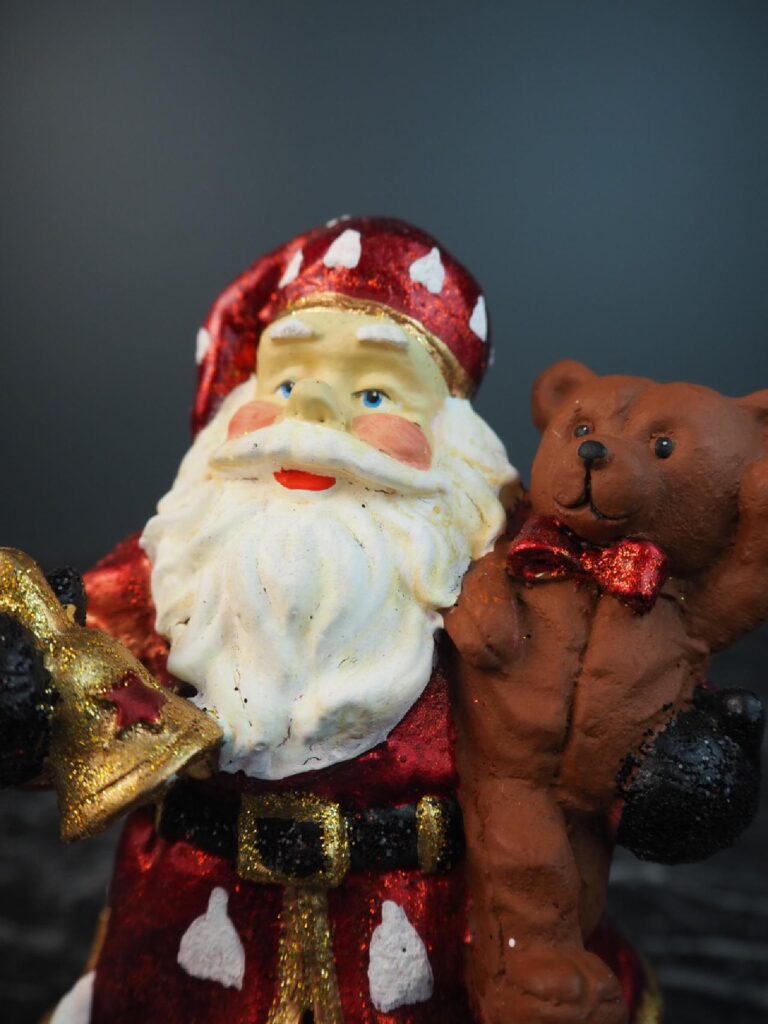 Santa bear & bell,red w/glits t.top - Image 2