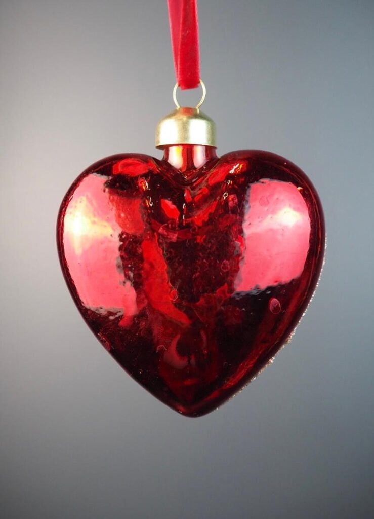 Glass heart red 8 cm - Image 2