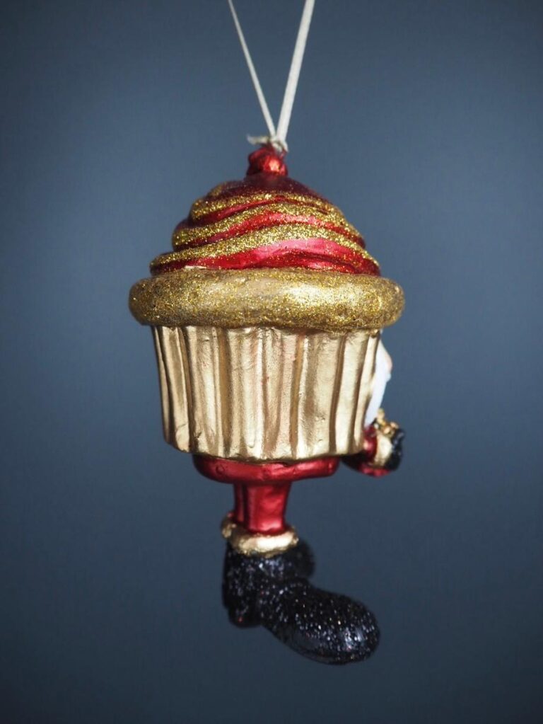 Cupcake santa in satin red & gold glits orn - Image 3