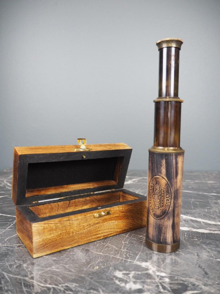 9" Brass Telescope Antq. Finish With Mango Wood Box - Image 3