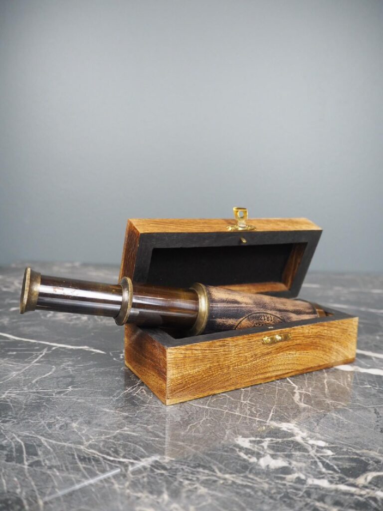 9" Brass Telescope Antq. Finish With Mango Wood Box - Image 4