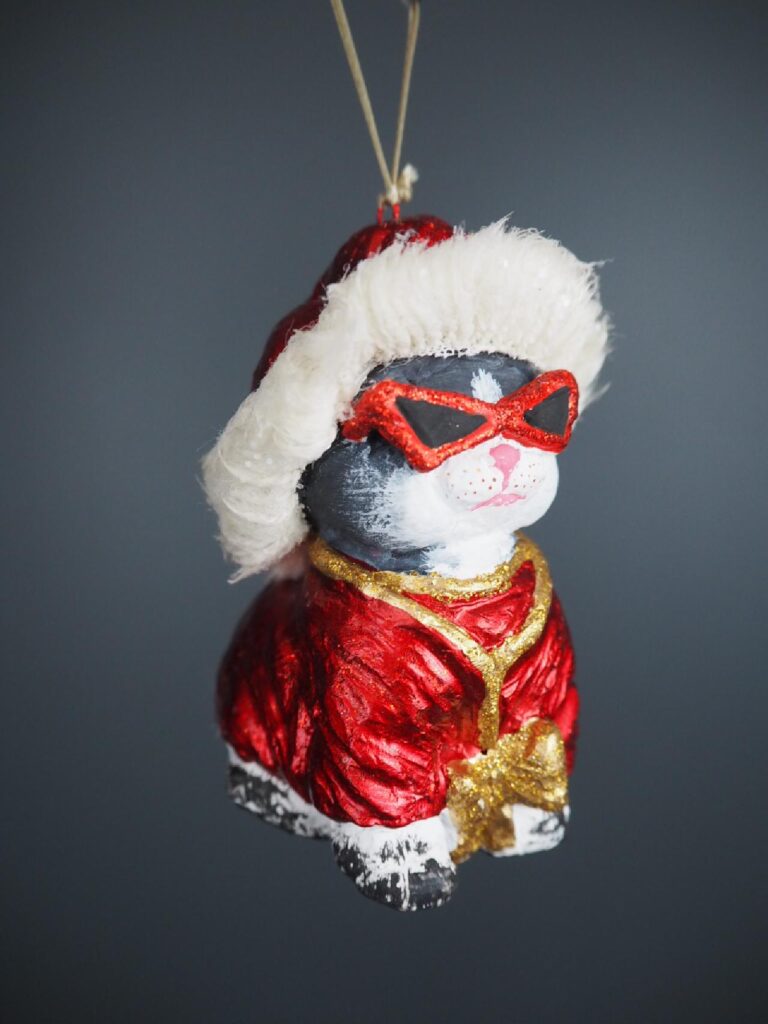 Funky Cat in red/gold w/ fur - Image 3