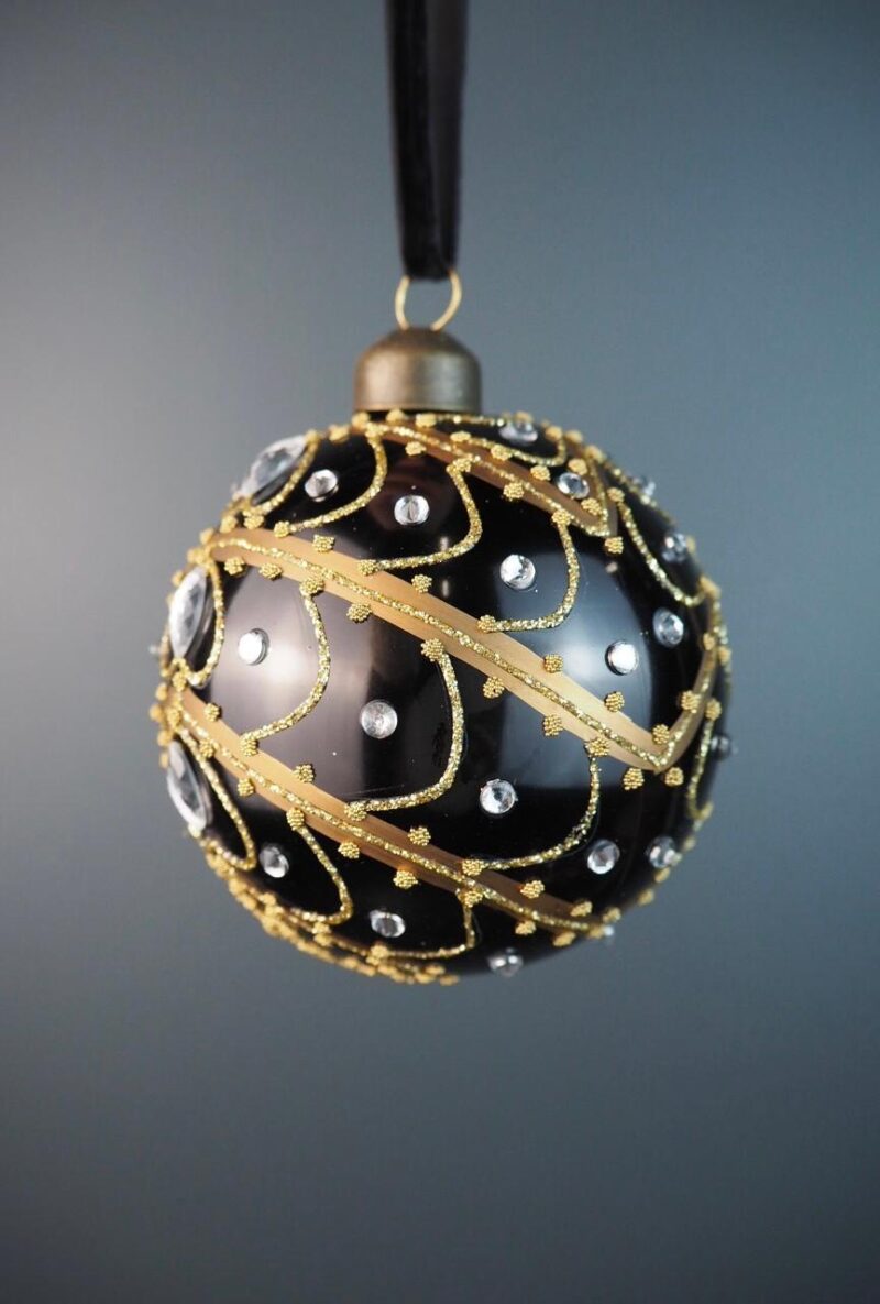 Glass ball black 8 cm