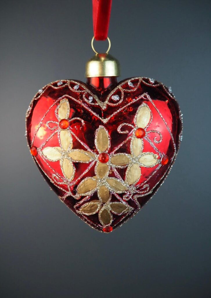Glass heart red 8 cm
