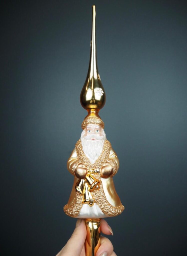 Santa tree topper glass