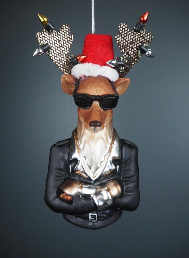 Santa moose glass