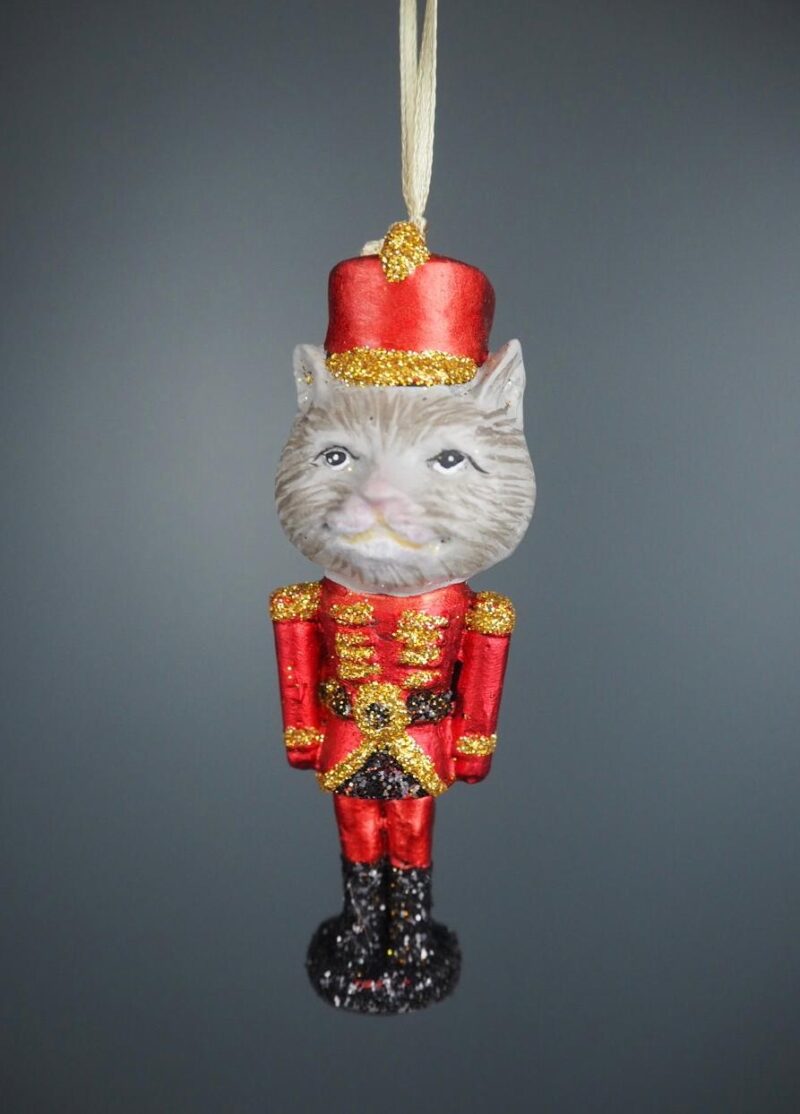 Cat nutcracker red/gold