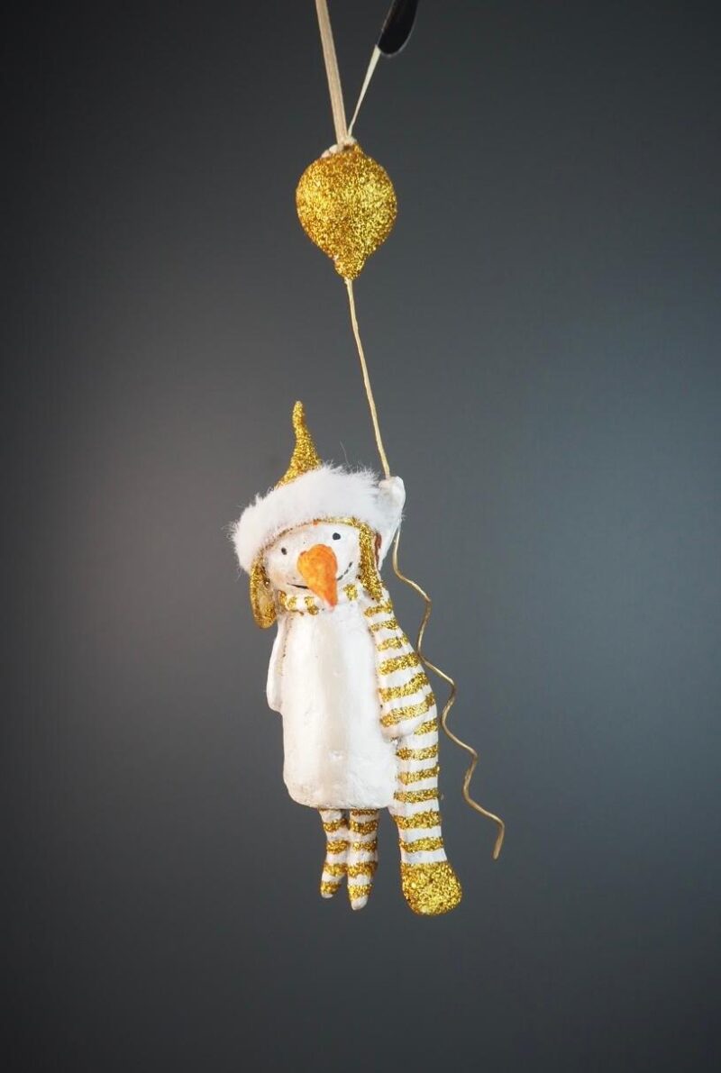 Snowman w/baloons pw/gold