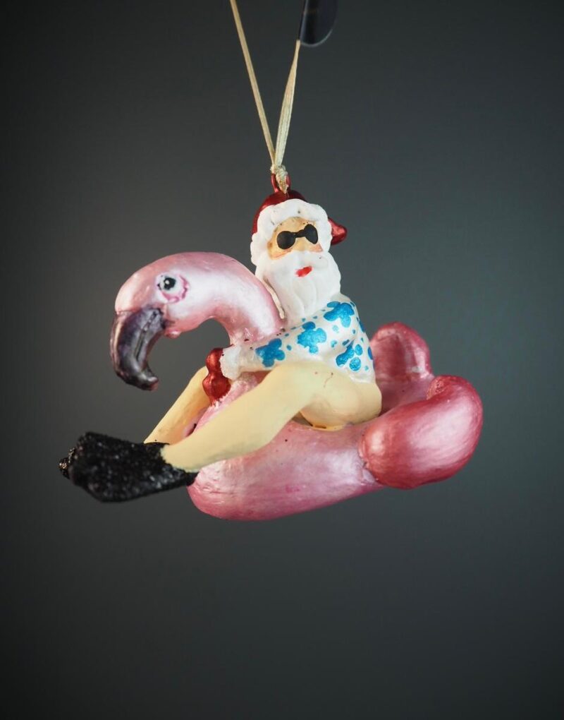 Santa pearl pink flamingo floatee