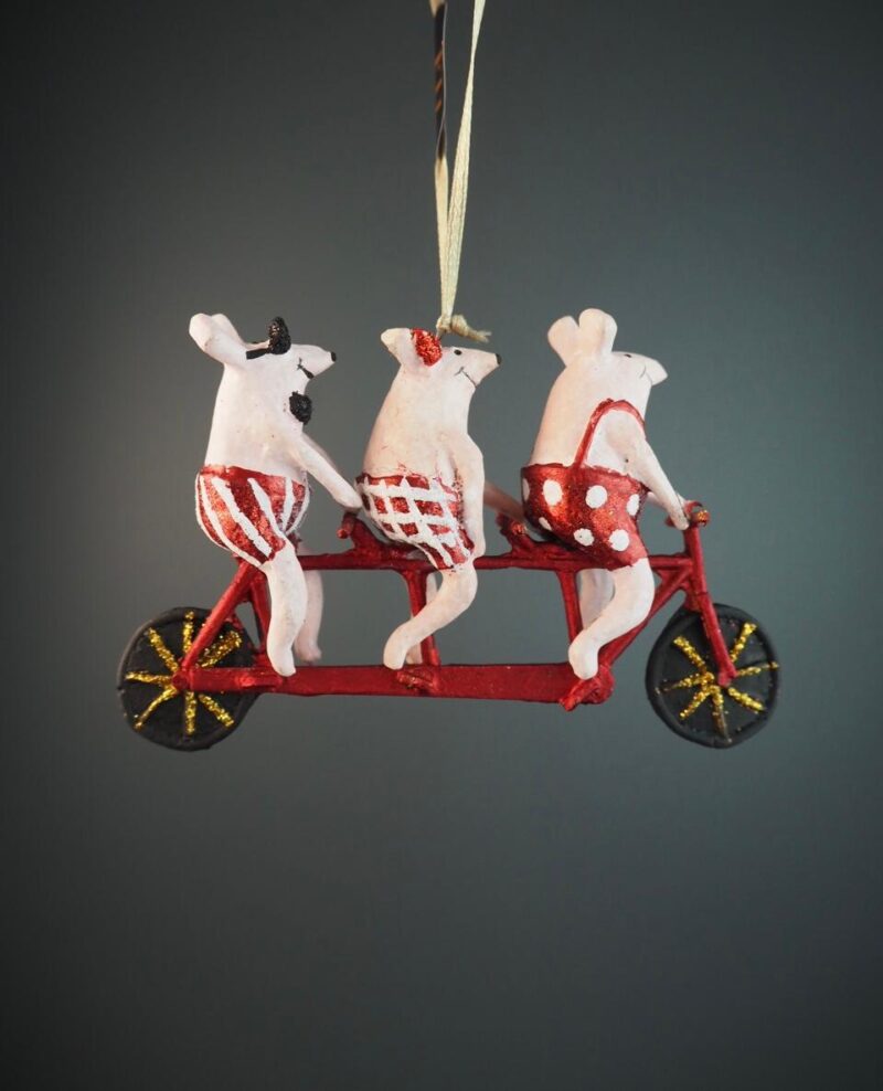 Sibling mouse on bike red/gold
