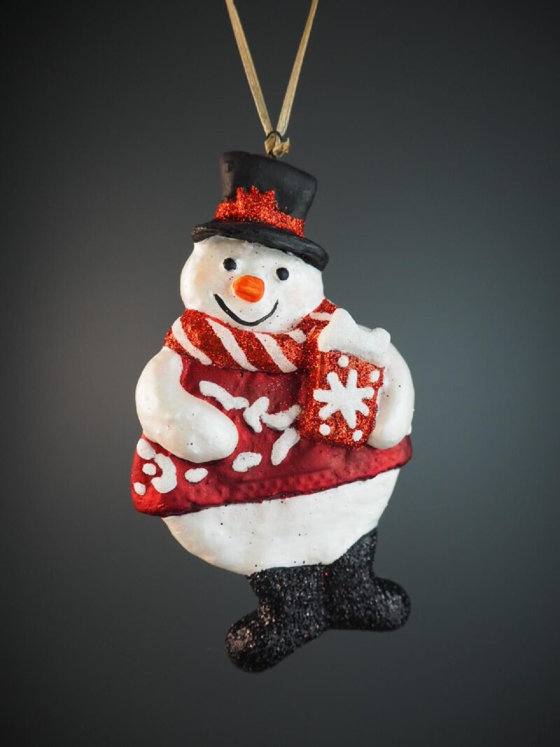 Flat snowman w/stripes scarf red
