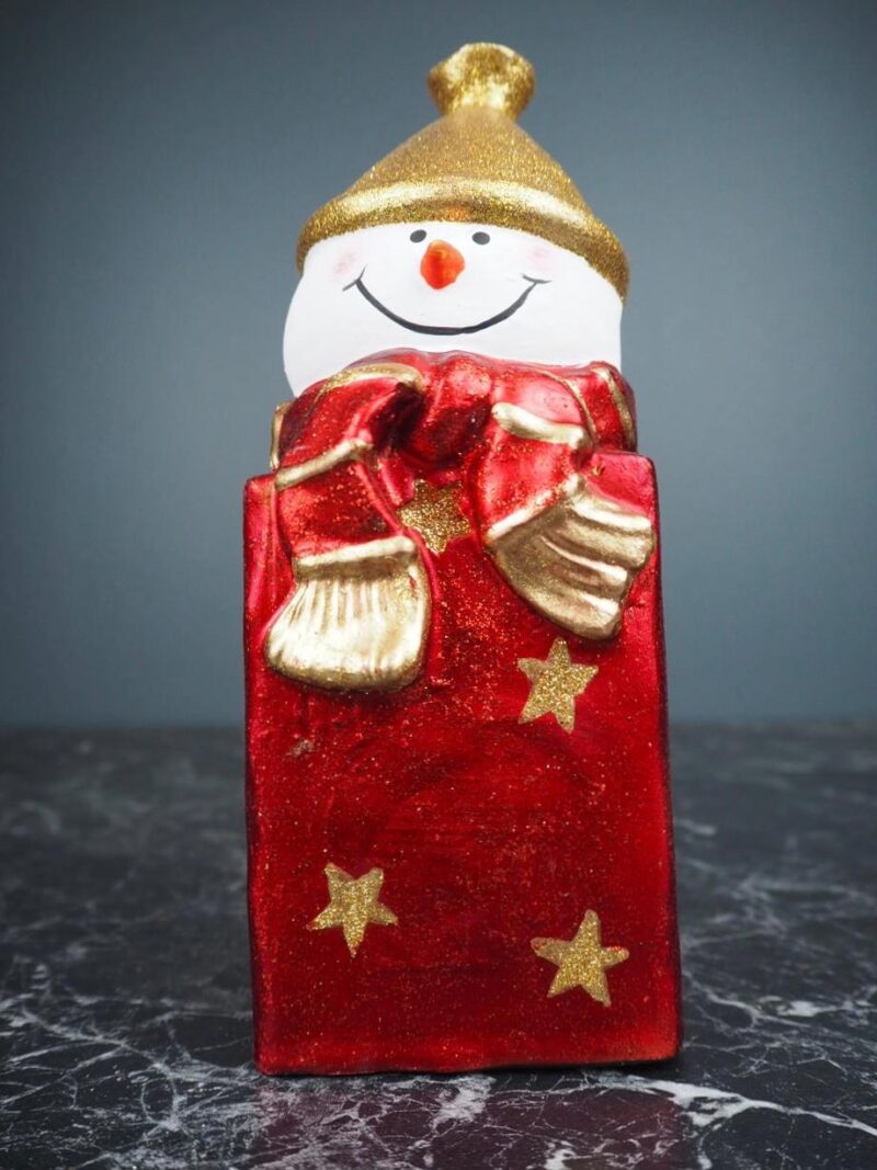 Straw hat snowman red big