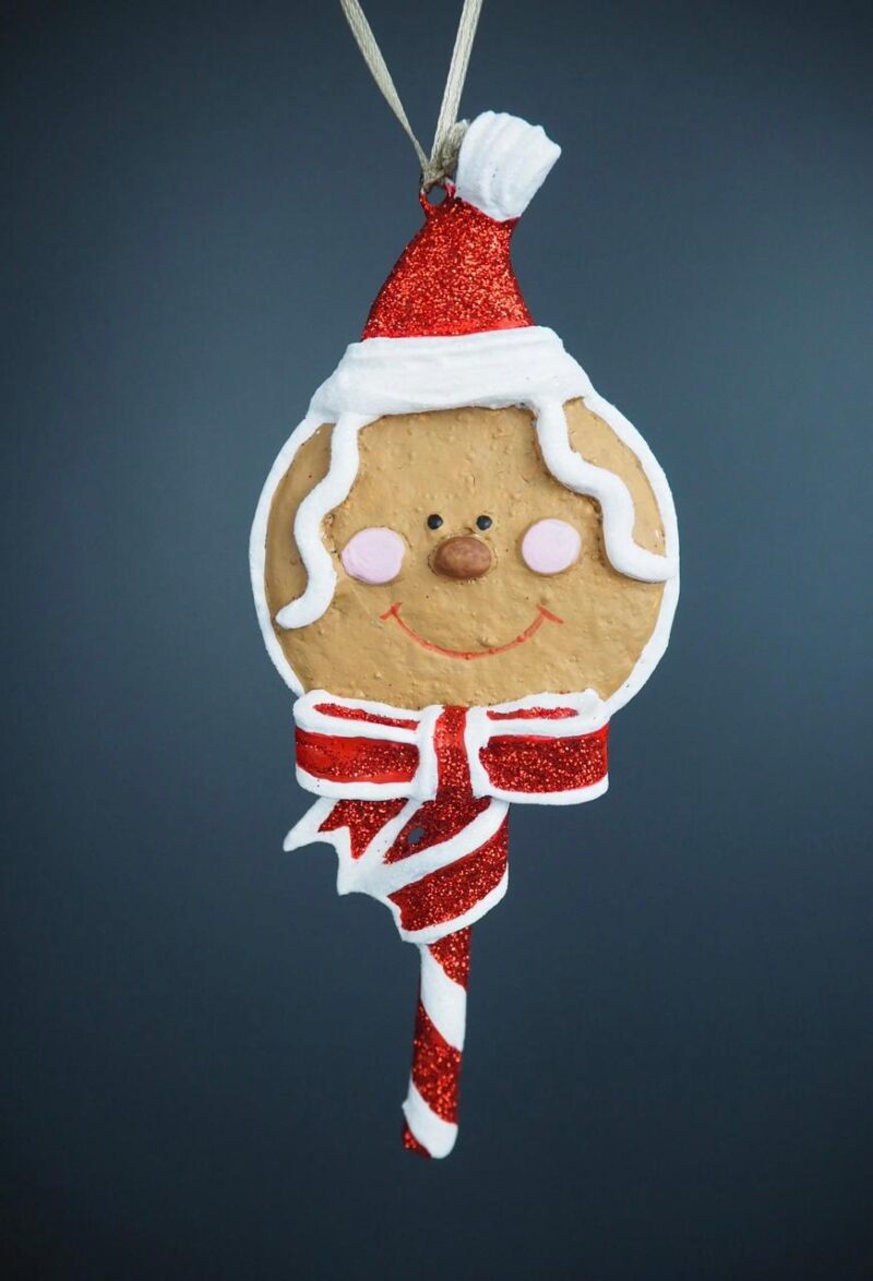 Smiling ginger lollipop white red